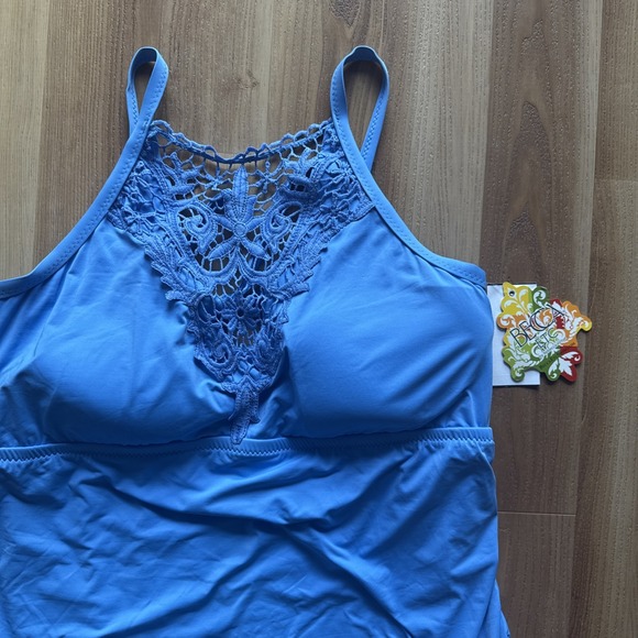 Becca ETC Rebecca Virtue Crochet One Piece Swimdress Sky Blue 3X(22-24) NEW $158 - Picture 1 of 9